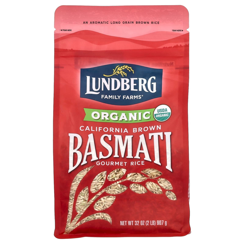 Lundberg, органический калифорнийский коричневый рис басмати, 907 г (2 фунта)