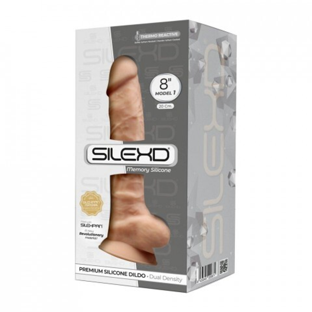 Реалистичный фаллоимитатор SilexD Model 1 (20,5*4,5) с двойной плотностью, светло-бежевый