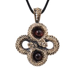 AM-4011 Подвеска «Змеи Клевер» (латунь, янтарь)