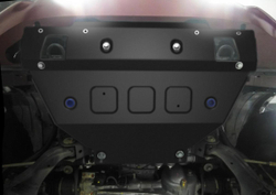 Защита радиатора Rival для Isuzu D-Max II (V - 2.5TD) 2012-2021/Isuzu D-Max II рестайлинг (V - 3.0TD) 2017-2021 (под алюминиевый и штатный бампер), сталь 3 мм, с крепежом, штампованная, 2111.9110.1.3