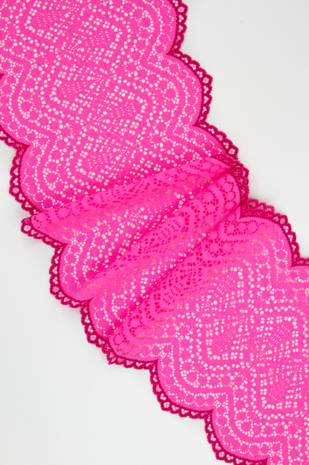Эластичное кружево розовое неоновое с малиновым 17,5 см