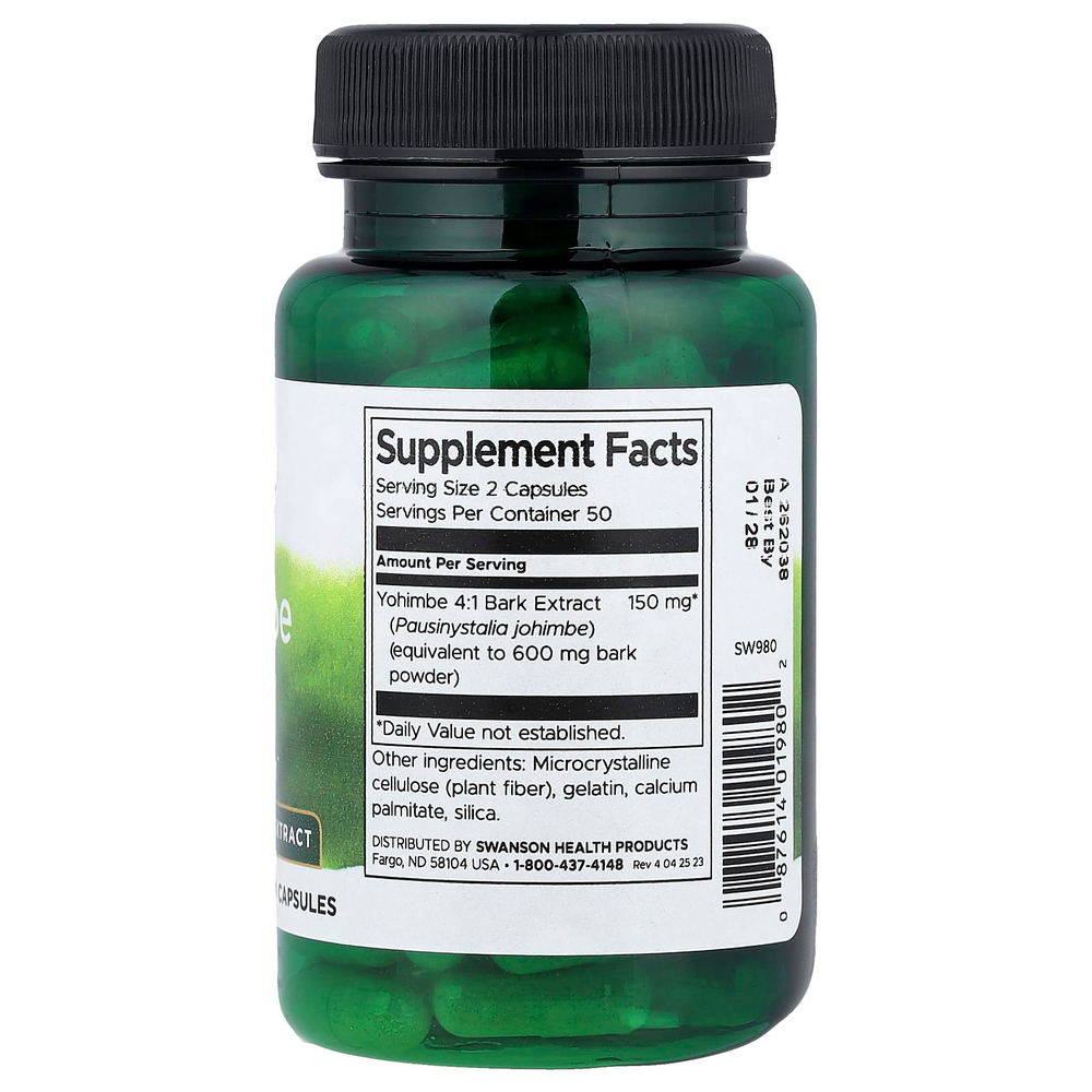 Swanson, Кора йохимбе, 75 мг, 100 капсул
