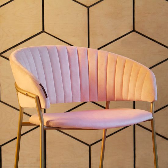 Стул Portman розовый велюр с золотыми ножками