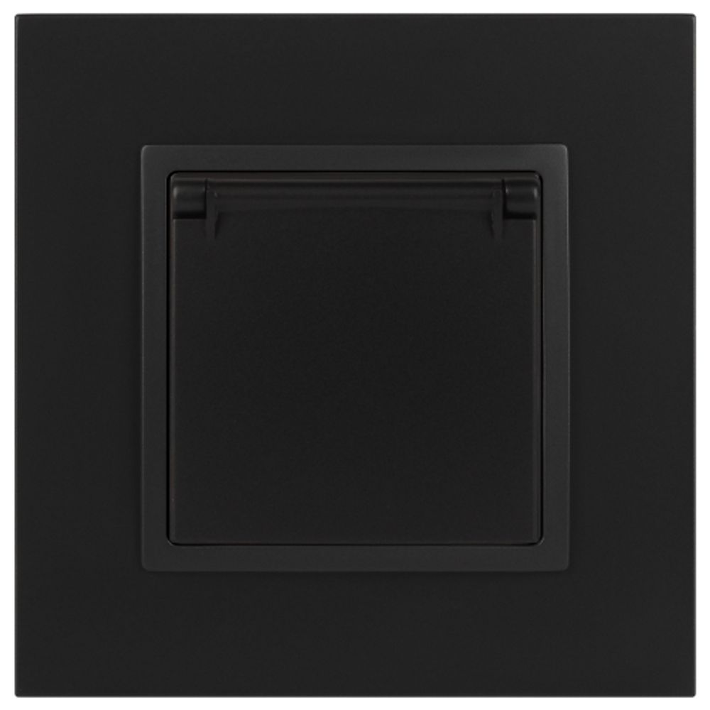 Розетка ЭРА Elegance 14-2103-05 с заземлением 2P+E Schuko со шторками с крышкой 16A-250В IP20 антрацит | Эра Elegance