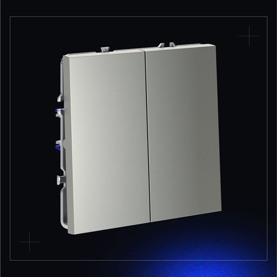 Выключатель встраиваемый Voltum S70 двухклавишный 10А, (сталь) VLS020105