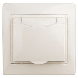 Розетка Intro Plano 1-203-02 с заземлением 2P+E Schuko с крышкой 16А-250В IP20 СУ слоновая кость