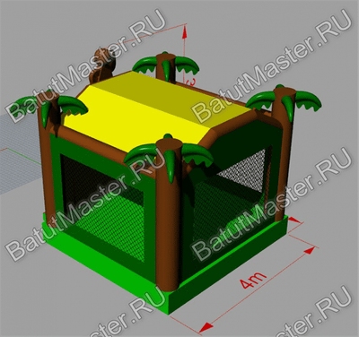 Коммерческий надувной батут "Джунгли" с крышей