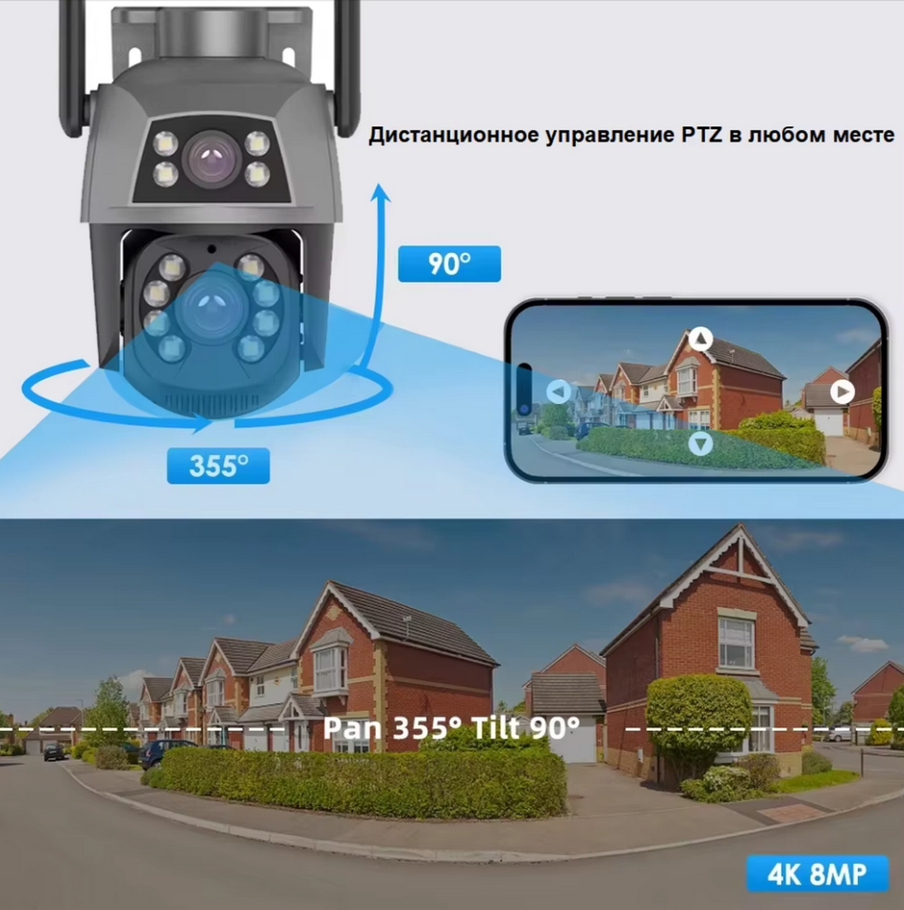 Wi-Fi Камера видеонаблюдения с 2-мя объективами 4MP FaizFull FT40