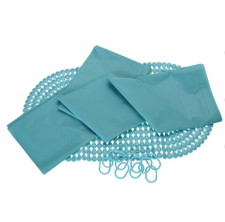 Набор для ванной комнаты из 2 предметов, штора 180*180 см и коврик бирюзовый