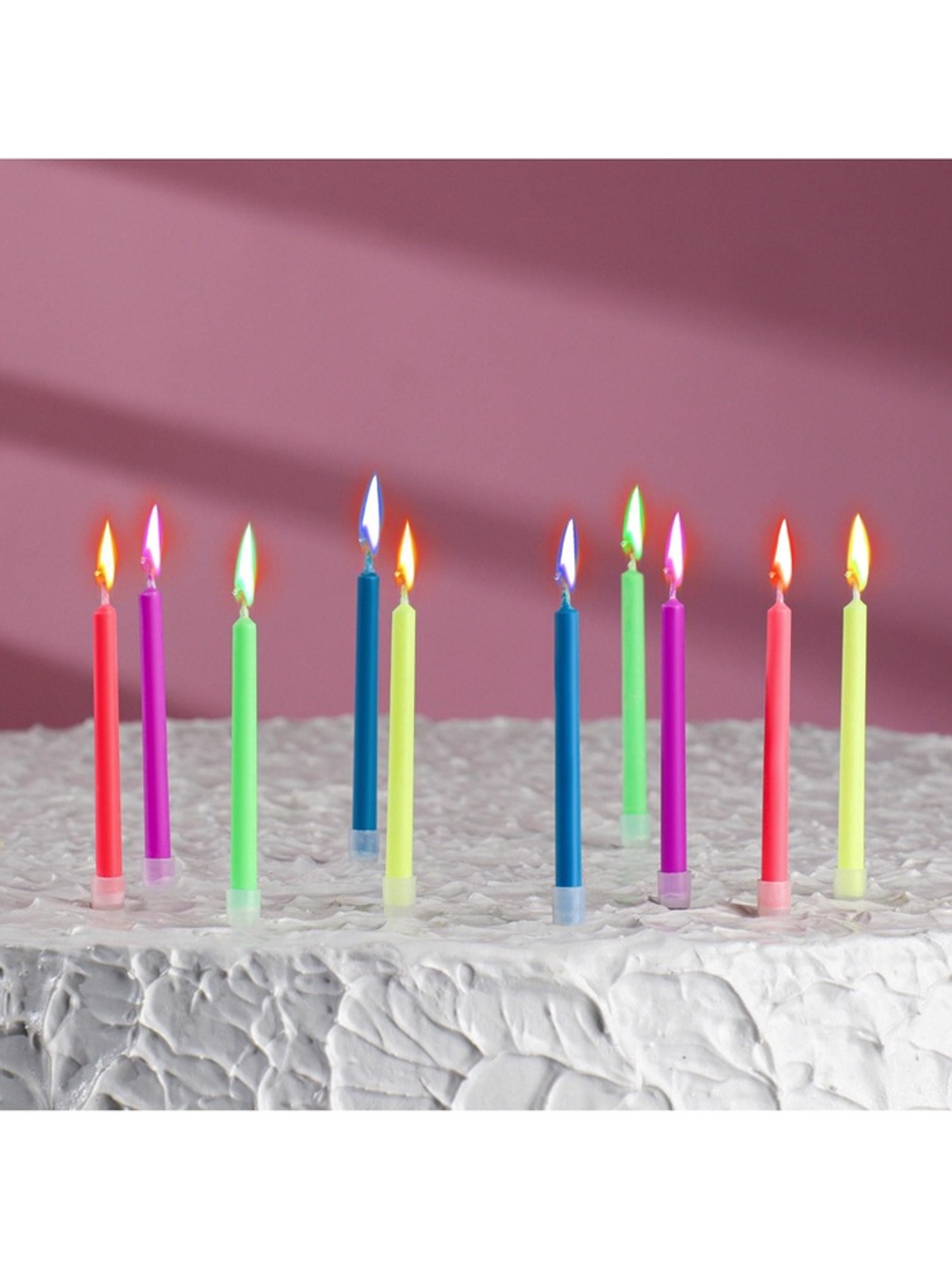 Свечи для торта «Цветное пламя», 6 см, набор 10 шт.