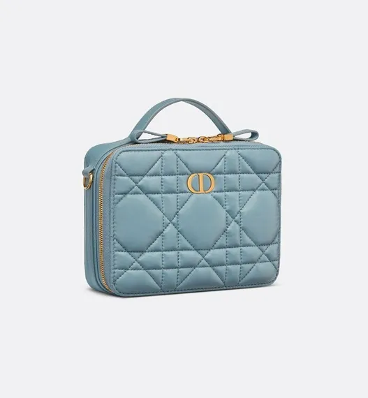 Сумка Dior Box Dior Caro на цепочке голубой