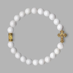 Браслет из белого агата на резинке с крестом от итальянских дизайнеров "Rico La Cara" AMX006150