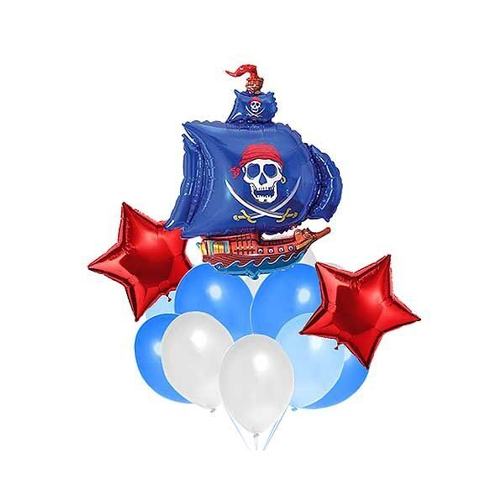 Композиция из шаров "Юный пират" с красными звездами