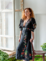 Бохо платье черное с вышивкой