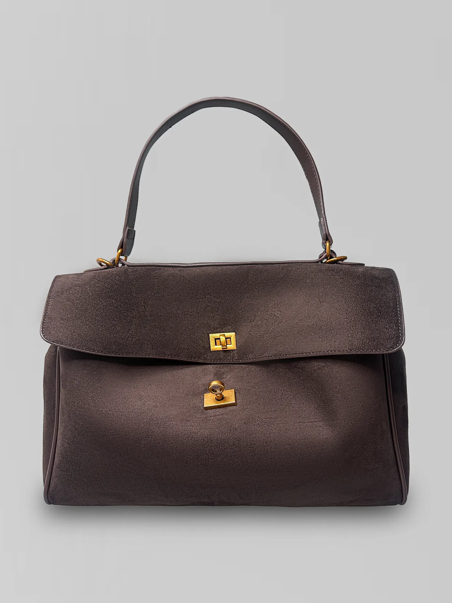 Сумка 8733 замшевая комбинированная с кожаными вставками прямоугольной формы