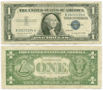 Банкнота США 1 доллар (серебряный сертификат) 1957A B 18255194 A. VF