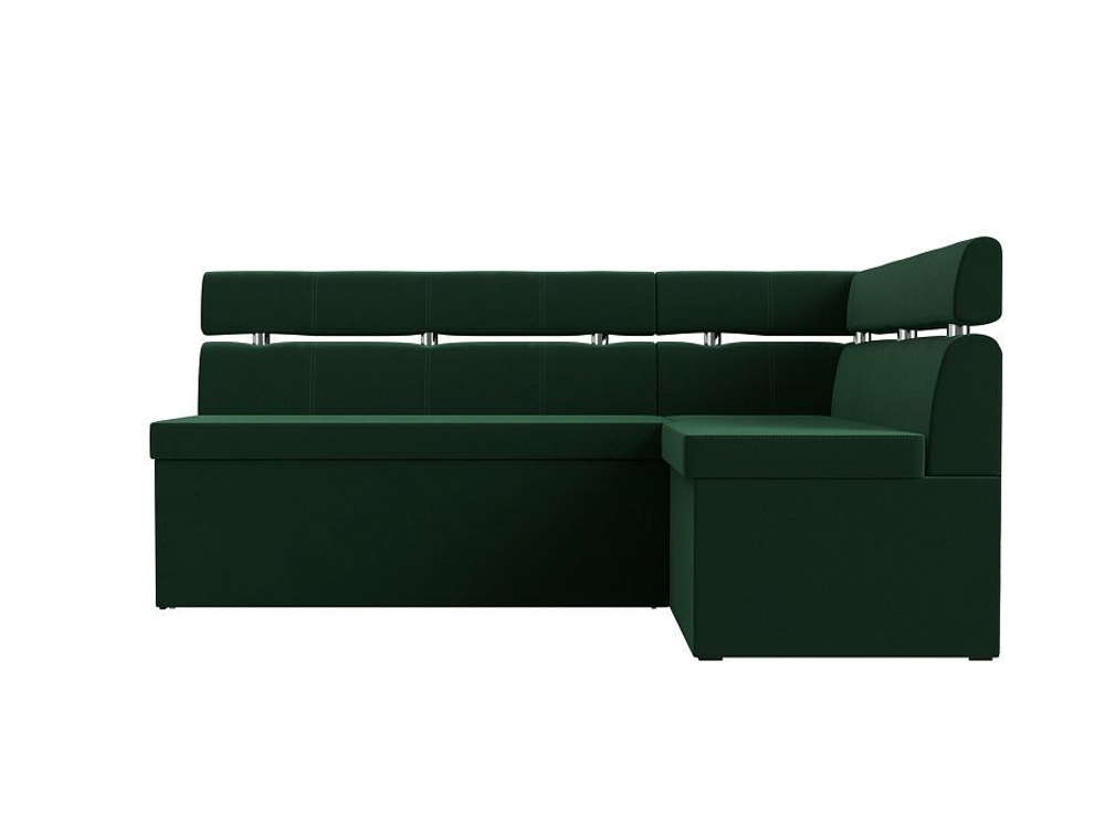 Диван кухонный угловой Классик правый угол, Зеленый, Велюр, 117978