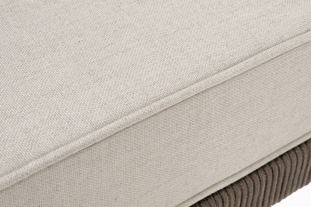 "Канны" угловой модуль плетеный из роупа, каркас алюминий коричневый (RAL8016) муар, роуп коричневый круглый, ткань бежевая 035