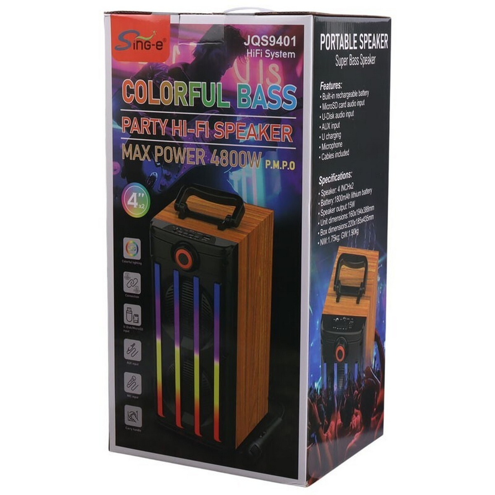 Беспроводная колонка караоке Colorful Bass speaker Sing-e JQS-9401