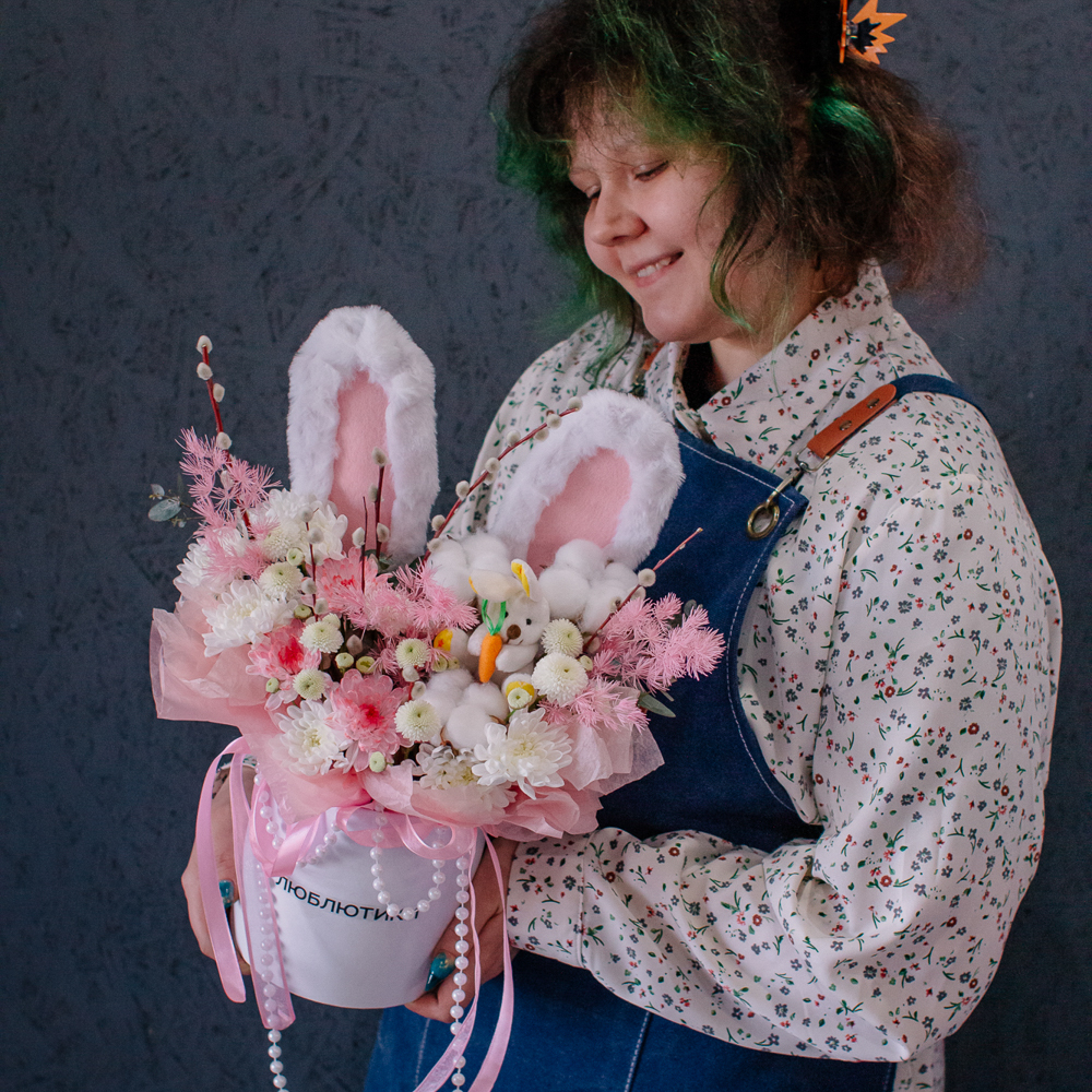 163. Милая весенняя коробка с ушками и вербой