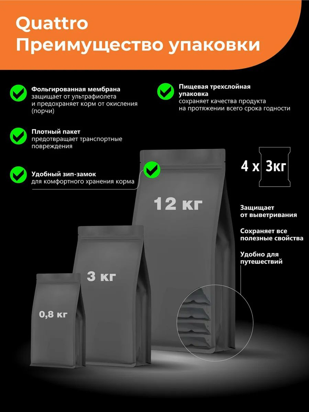 Корм сухой для щенков породы Пекинес, с индейкой, 12 кг, QUATTRO