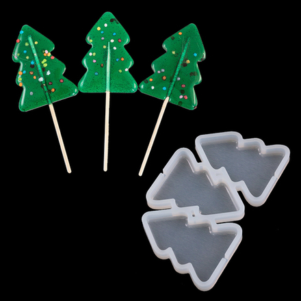 Форма силиконовая для леденцов "Елочки" 100*60, 3 ячейки