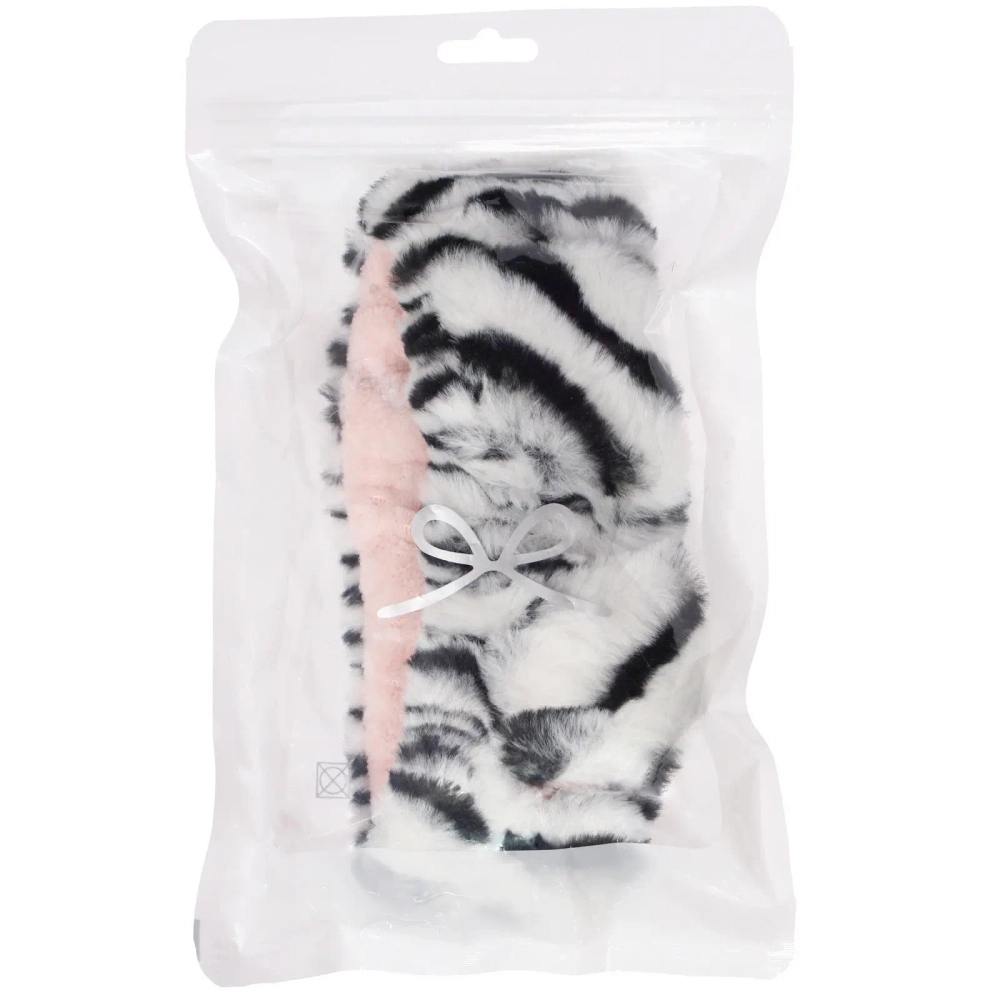 Повязка на голову косметическая «ДАЙМОНД РУШ», тигрица, цвет серый и коричневый, 20*5.5см (ZIP пакет)