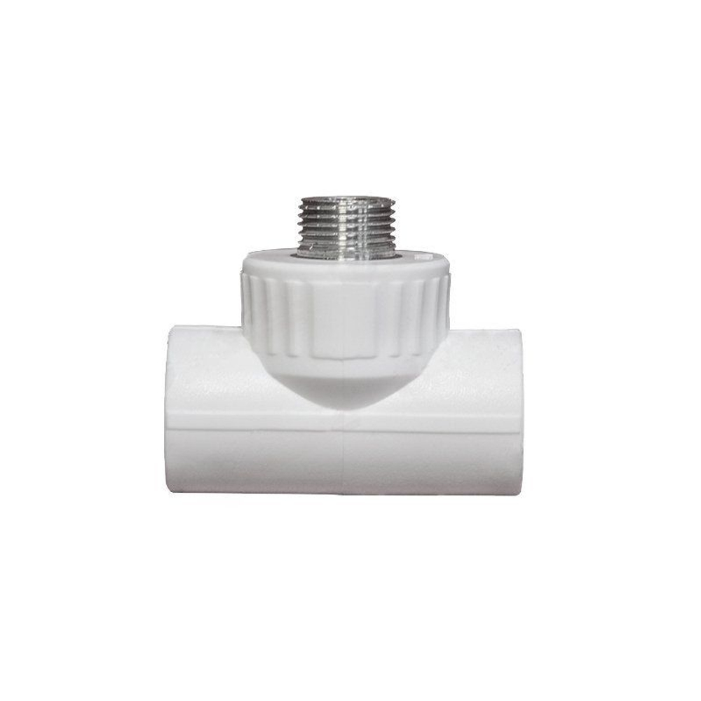 Тройник комбинированный ПП 25-1/2'' PN 25, с наружной резьбой, белый, Valfex