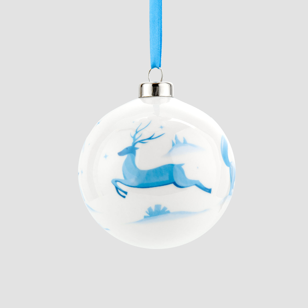 Набор из 3 елочных шаров Farforite «Мишки на севере» в подарочной коробке