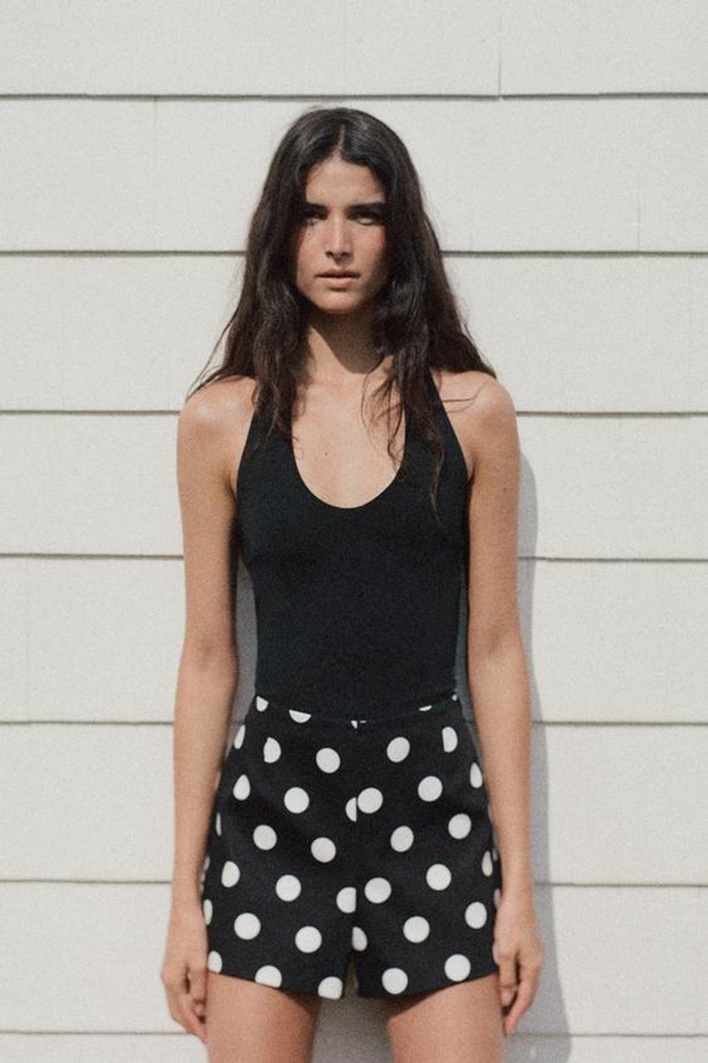 ZARA ШОРТЫ С ВЫСОКОЙ ПОСАДКОЙ, ЧЕРНЫЙ/БЕЛЫЙ