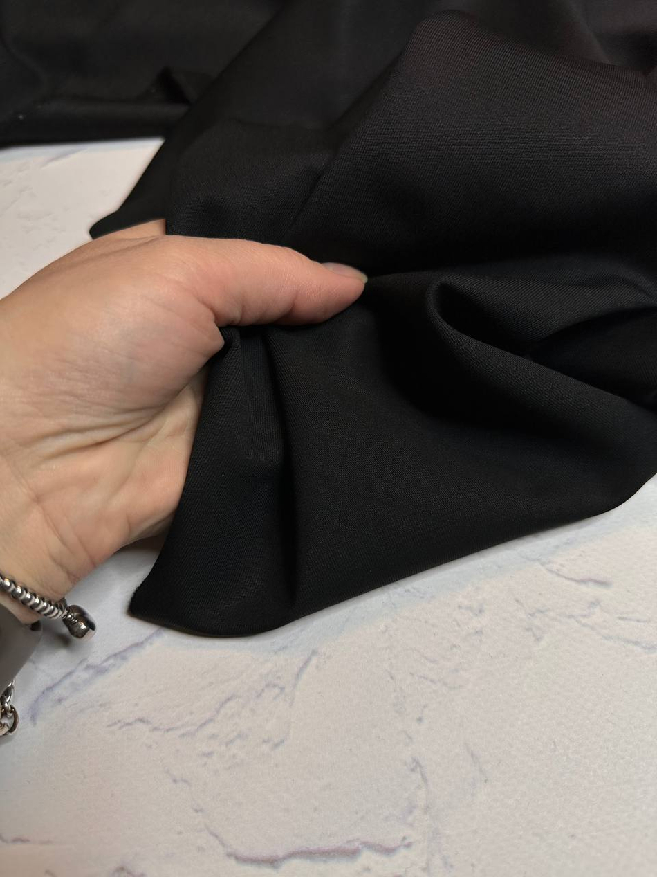 Костюмно-плательная однотонная шерсть с эластаном (L.Piana, 95%шерсть/5%эластан, Черная ночь, 154, 220 гр/м2)