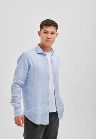 Рубашка мужская лен SHANYRAQ LIGHT BLUE