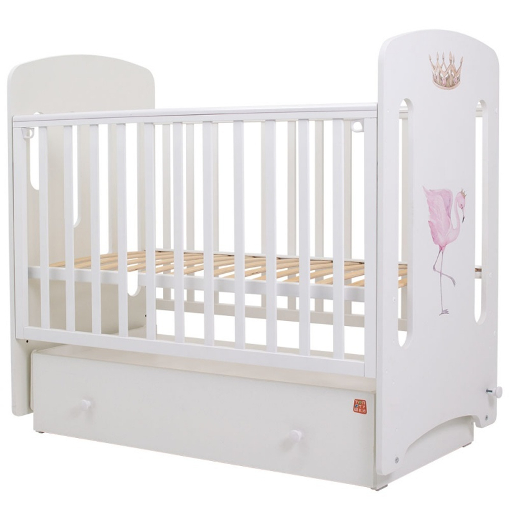 Кровать детская 120*60 "КАРОЛИНА" (арт.77) МДФ пп маят/ящ "Фламинго"