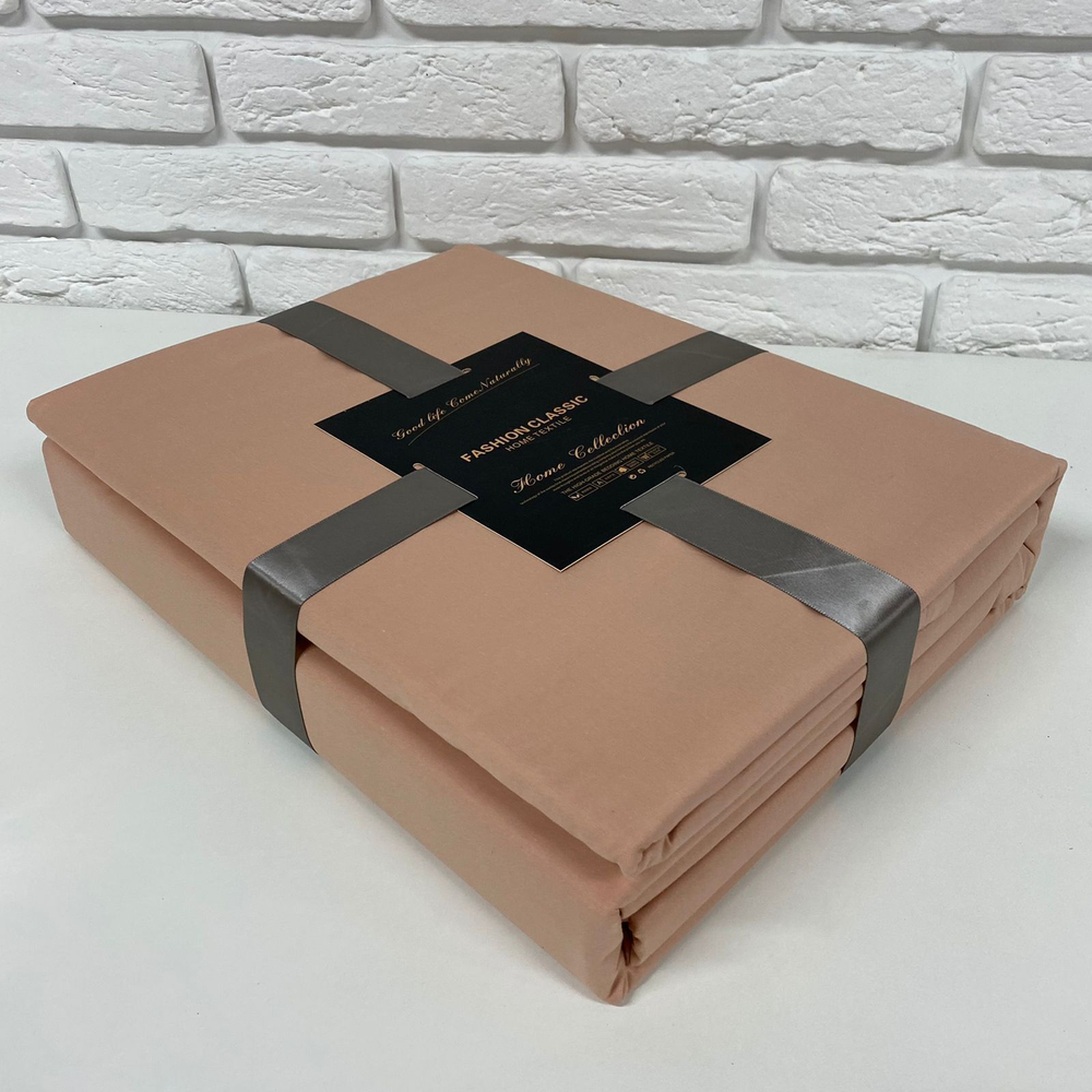 Комплект постельного белья ЕВРО 100% Сатин однотонный персиковый