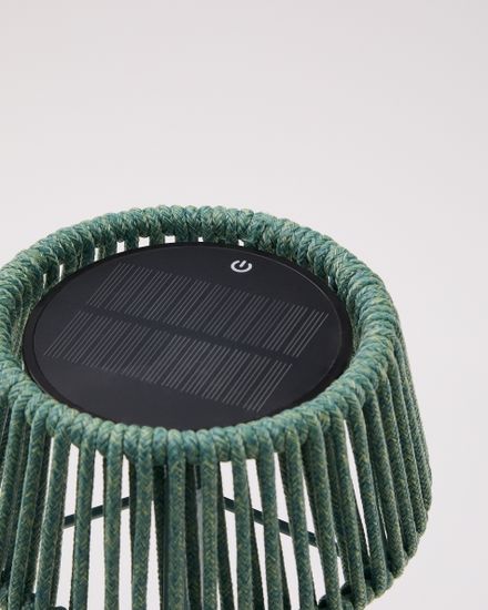 Настольная лампа Aldet из бирюзового веревочного шнура на солнечной батарее