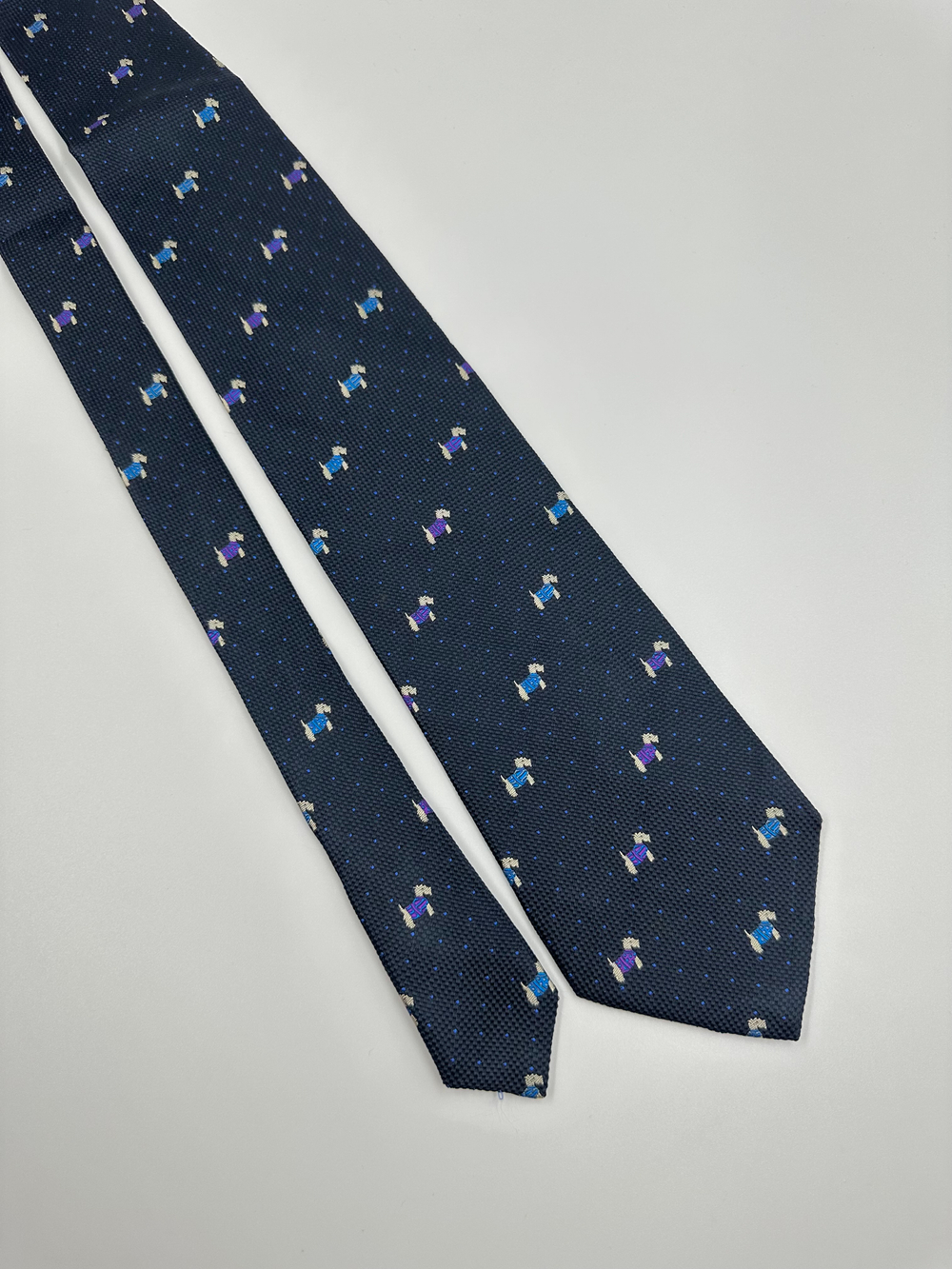 Галстук синий с собачками Yves Saint Laurent