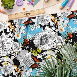 Ткань таффета цветочный креатив