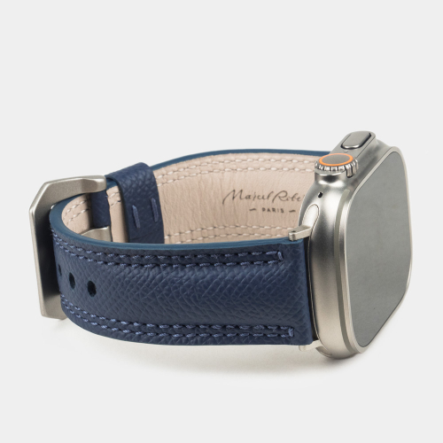 Ремешок для Apple Watch Ultra 49mm из кожи Saffiano синего цвета