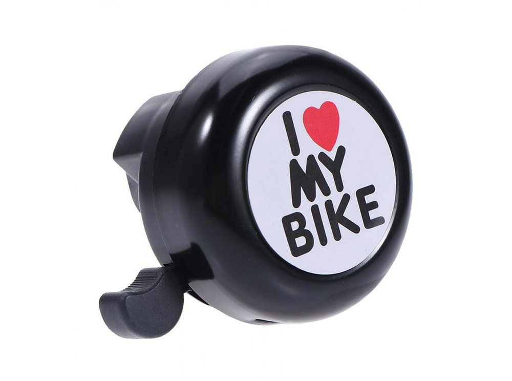 Звонок Green Cycle GBL-251 I love my bike cтальной черный