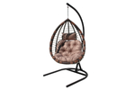 Кресло подвесное Garden Story Шарм (стойка+основание черн, корз.корич-белое, подуш.беж. 3уп. (В))