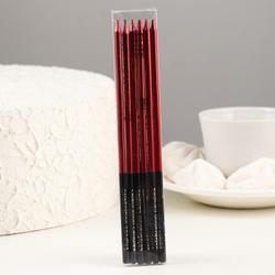 Свечи в торт "С днем рождения" 6 шт, красный