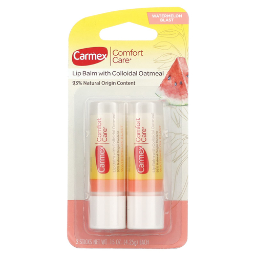 Carmex, Comfort Care, бальзам для губ с коллоидной овсянкой, арбузный взрыв, 2 стика по 4,25 г (0,15 унции)