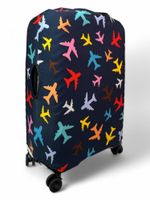 Чехол на чемодан 28", цвет чёрный/разноцветный, Самолетики