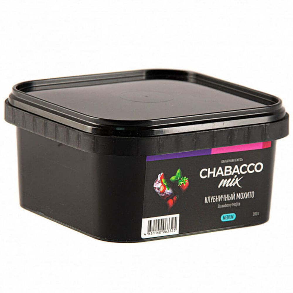 Бестабачная смесь для кальяна Chabacco Mix - Mojito (Клубничный Мохито) 200 гр.