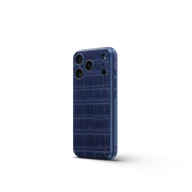 Чехол для iPhone 17 на магните - Натуральная кожа - Тёмно-синий