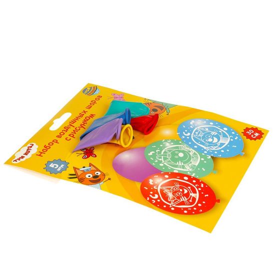 Латексные шары - набор 5 шт Три Кота монохромный принт ЧУДО ПРАЗДНИК