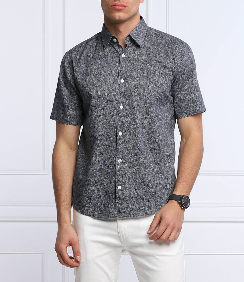 льняная рубашка ermino HUGO - темно-синий(50468085)