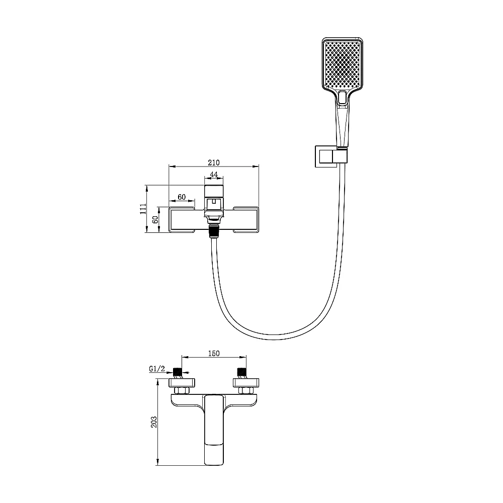 Смеитель для ванны Oliveeka D OL-639003A-MB черный матовый