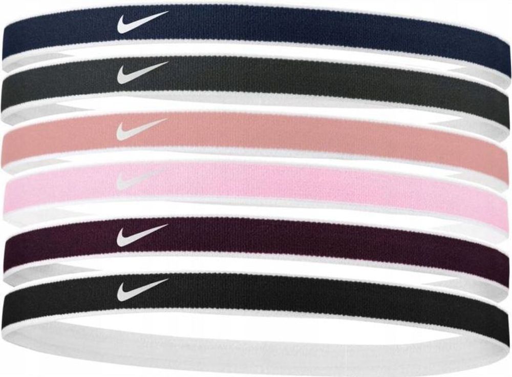 Резинка на голову Nike Tipped Swoosh Sport Headbands 6P - red stardust/purple ink/white