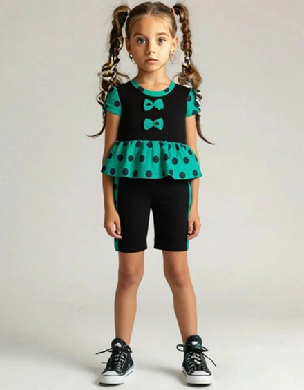 12405 Комплект для девочки кулирка черный/горх за изумруде (64-122/128)